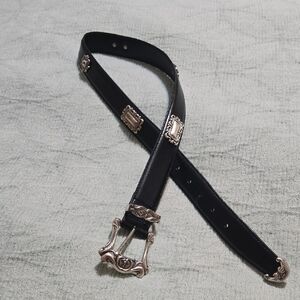 Fossil Black Leather Belt with Silver Details Size Medium
